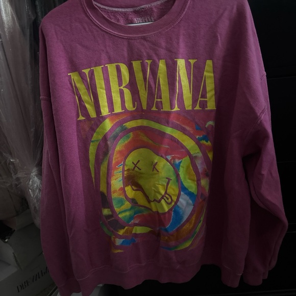 Urban Outfitters Pink Nirvana Crew Neck Sweater - Picture 1 of 1